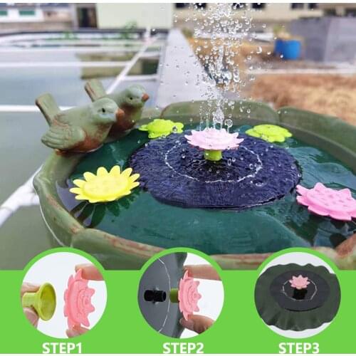 1W Solar Pond Fountain Lotus Leaf Shaped Floating Water Pump with 9 Nozzles for Bird Bath Pond Pool Fish Tank Garden Decor