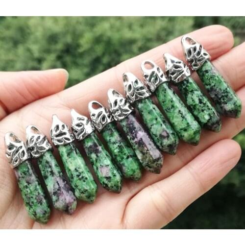 10pcs Red Green Jasper stone Hexagon Point Pendant Chakra Reiki Healing Amulet Wholesale