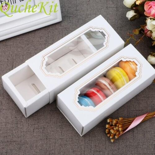 10pcs/lot 5/10pcs Macarons Box With Clear Window Chocolate Candy Box Wedding Baby Shower Party Packaging Gift Boxes