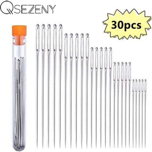30 PCS 5 Sizes Stainless Steel Large Eye Needles Cross Stitch Needles Embroidery Tool Household Sewing Tool