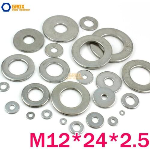30 Pieces M12*24*2.5mm 316 Stainless Steel Flat Washer Marine Grade