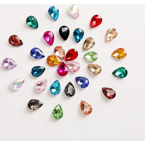 5-50pcs Multisize Colorful Point-back Water Drop Loose Rhinestones Charm Craft Art DIY Gems Rhinestone Strass Sewing Supplies
