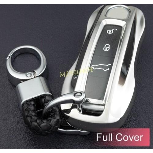 Car Key Fob Cover Case Chain Ring For Porsche Cayenne Coupe Panamera Taycan 911
