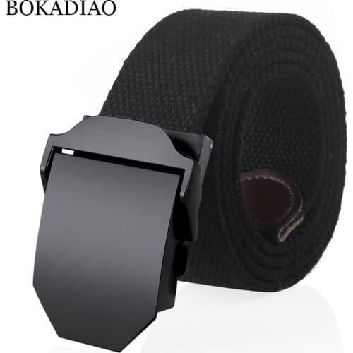 BOKADIAO Men&Women Military Canvas belt luxury Black Metal buckle jeans belt Army tactical belts for women waistband strap male