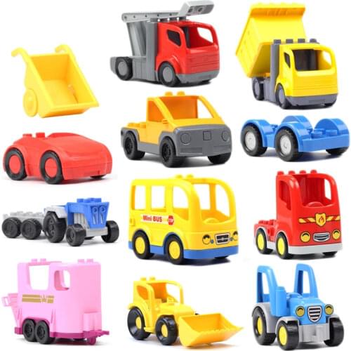 Big building blocks Vehicle Transport accessories Engineering Roadster bus compatible bricks tractor car model children Toy gift