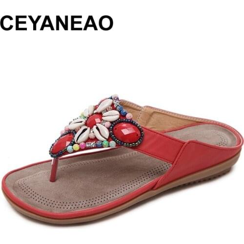 CEYANEAO Summer women casual Comfortable Breathable Flat sandals woman Soft bottom flip flop beach sandals fashion woman shoes