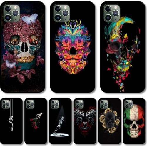 Cool skull Phone Case cover For iphone 12 pro max 11 8 7 6 s XR PLUS X XS SE 2020 mini black cell shell