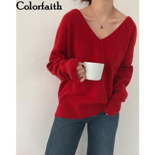 Colorfaith Women's V-Neck Pullovers