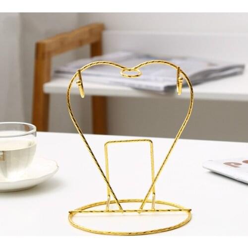 Gold Silver Stainless Steel Coffee Cup Holder Tea Cup Hang Rack Home Room Decor