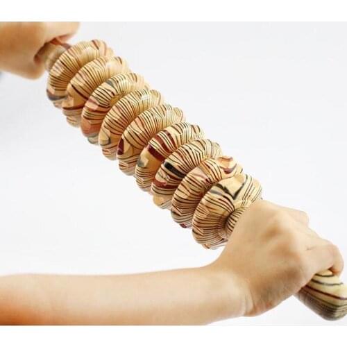 Wooden multi-function massager, multi-functional fitness roller, muscle relaxation massage stick, anti-cellulite waist massager