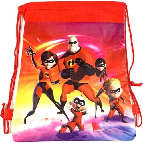 Kids Favors Mochila Non-woven Fabrics Baby Shower Decorations Drawstring Gifts Bags Birthday Party 12pcs/lot Incredibles Theme