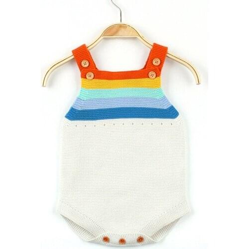 Infants Baby Sweater Bodysuit Newborn Rainbow Strap Sleeveless Jumpsuits Toddler Sweaters Rompers Infant Overalls Wear
