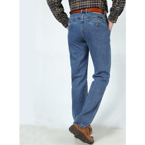 Jeans mens spring and summer models loose middle-aged and elderly high-waist casual pants straight thin daddy long pants