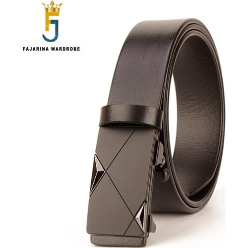 FAJARINA Mens Top Quality Cow Genuine Leather Belts Unique Automatic Belt Men Cowhide Casual 3.4cm Width Accessories N17FJ865