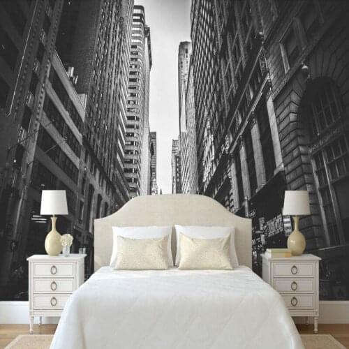 Photo wallpaper Retro Nostalgic European street mural restaurant corridor decoration painting black white TV backdrop wallpaper