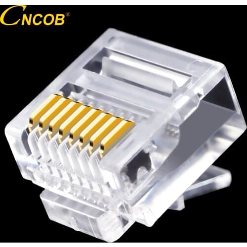 CNCOB RJ45 Cat5e Ends Utp Flat Network Cable Connector 8P8C Modular Ethernet RJ-45 Short Body Crystal Head 50pcs 100pcs