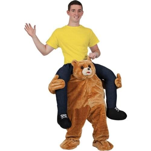 160-190CM Adults Kids Golden Bear Carry Me Mascot Magic Pants Outfit Halloween Cosplay Costumes Carnival Party Dress Up Suit
