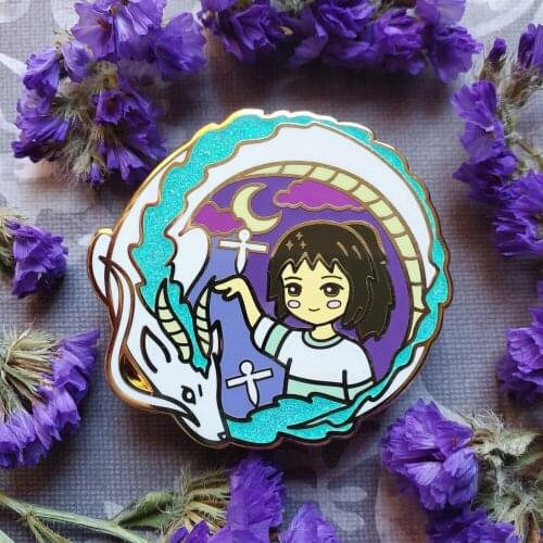 Kawaii Spirited Away White Dragon Enamel Pins Cute Cartoon Chihiro Lapel Pin Badge Brooch Fashion Accessories