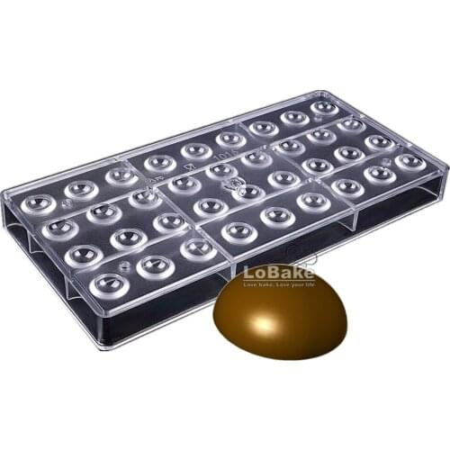 36 cavities mini thin oblate half ball shape PC polycarbonate chocolate mold candy mould fondant pan DIY baking accessories