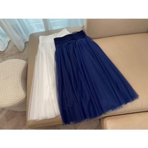 Fashion 2021 new ladies sexy solid color high waist gold lace fluffy mesh skirt 1218