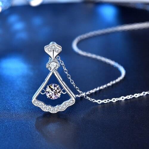 Moissanite Necklace 3g 50 Points White Diamond 45cm 925 Silver Necklaces For Women Wedding Sector Pendants Fashion Jewelry