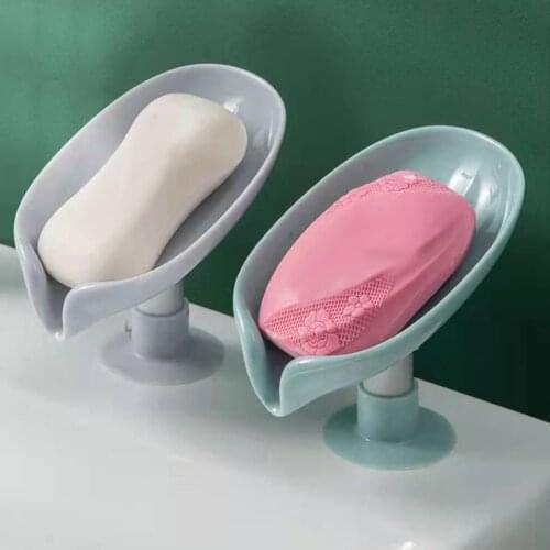 Leaf Shape Soap Box Drain Stand Suction Cup Rack Punch-free Soap Holder For Bathroom Suction Cup Travel Bathroom Accessorie