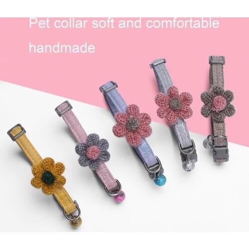 Adjustable Cute Six Petals Flower Bell Decor Cat Kitten Collar Pet Accessories cat accessories collar para gato