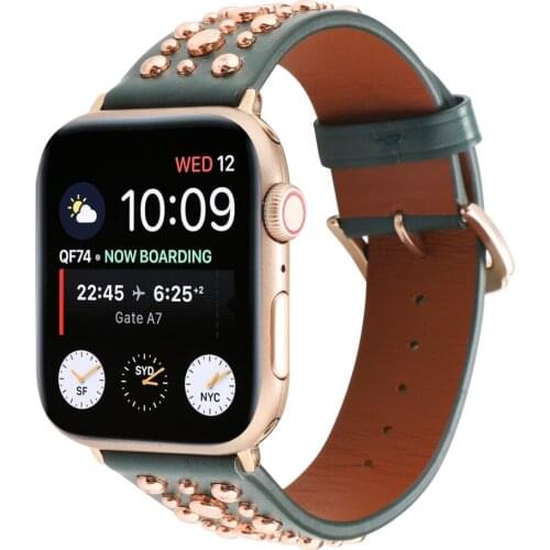 Bracelet For Apple Watch Band 38mm 40mm 42mm 44mm Punk Rivet Leather Apple iWatch Series 1 2 3 4 5 Strap Watchbands
