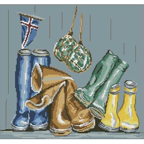 Rain boots patterns Counted Cross Stitch 11CT 14CT 18CT Chinese Cross Stitch Kits Embroidery Needlework Sets