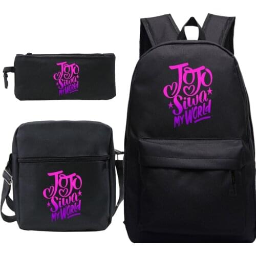 Mochila Jojo Siwa Schoolbag 3pcs/set Boy Girl School Bag Men/women Travel Bolso Escolar with Crossbody Bag Pen Bag Laptop Pack