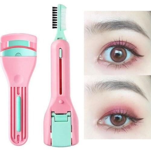 2 in1 long Handle Silicone Eyelash Curler clamp Lash Comb Carry Mini eye lash curler Wholesale Accessories Tools