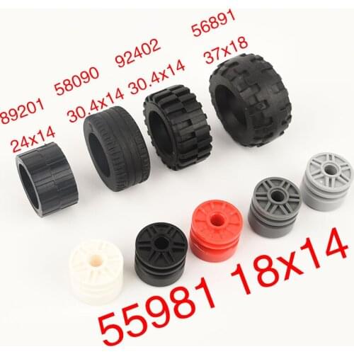 HUAZHI 4pcsHigh-tech building block 55981 wheel 89201 58090 92402 56891 tire MOC accessories pulley parts