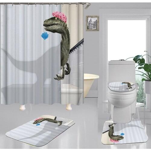 Digital dinosaur cartoon water proof shower curtain children bathroom curtain