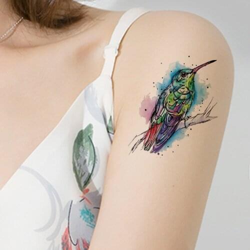 Fake Arm Small Flash Waterproof Humminbirds Tattoos Stickers Women Watercolor Birds Temporary Tattoo Girls Custom Tatoo Decals