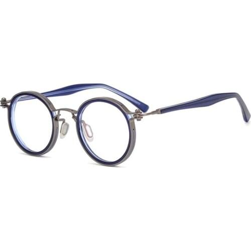 Japan Style Retro Round Myopia Glasses Frames Unisex Lovers Eyeglasses Frame Titanium+Acetate Transparent Spectacles 5Color