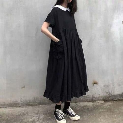 Classic Vintage Dark Black Gothic Kawawii Lolita Dress For Women Big Size Victorian Costume Japanese Dresses Long Cute Harajuku