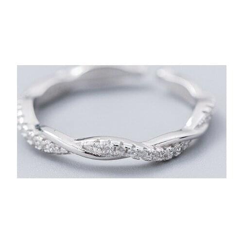 HF JEL Twist S925 Sterling Silver Rings for Women Silver Finger Rings Wedding Engagement Women Jewelry Accessory Gift for Girl