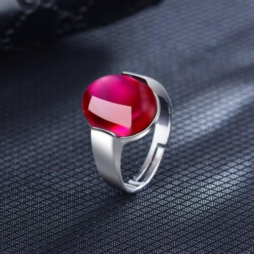 WYJZY Simple inlaid red stone ring ladies simple fresh temperament ring lover anniversary Surprise gift jewelry