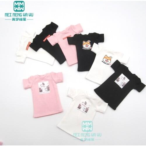 1 PCS Blyth Doll Clothes White/pink/black Long T-shirt for Blyth , Azone, obistu, FR 1/6 doll