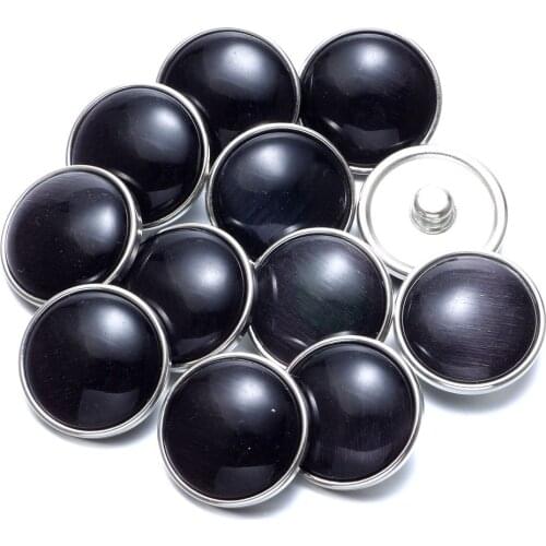 10pcs/lot Pure Black Natural Opal Stone Charms 18mm Snap Button Jewelry For 20mm Snaps Bracelet Snap Jewelry KZ0707a