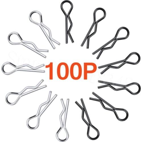 100pcs Universal 1/18 Scale Body Clips Pins Bend End RC Car Spare Replacement Parts For WLtoys Himoto E18 Redcat Dromida Traxxas