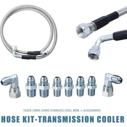 2pcs Car Auto Braided Transmission Cooler Hoses Fittings Kit With AN-6 Inverted Flare For TH350 700R4 TH400 Tool Accessories