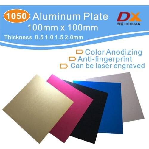 100*100mm Aluminum Plate Anti-Fingerprint Custom Size Color Anodized Sheet Blank Laser Engraved Material 0.5mm 0.6mm 0.8mm 1.0mm