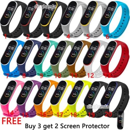 Colorful Silicone Watch Band Strap For Xiaomi Mi Band 4 Bracelet for Miband 4 Watch Double Color Replacement Wrist band strap