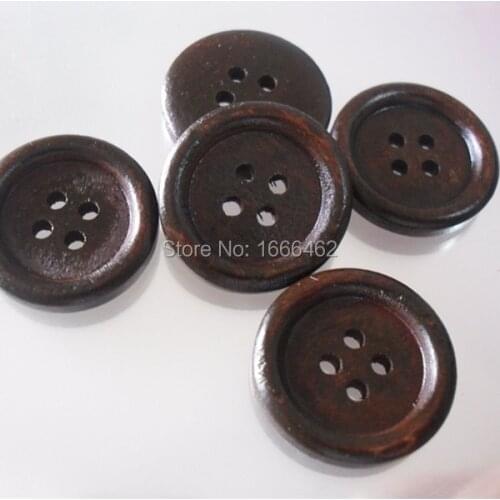 Wood Sewing Button Scrapbooking Dark brown Four Holes 20mm,50PCs 2015 new