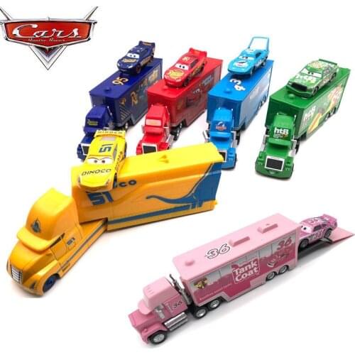 Disney Pixar Cars Mack Lightning Mcqueen Hicks King Fabulous Hudson Truck Toy Car 1:55 Loose Free Shipping Toys For Children