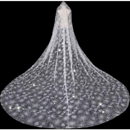 Bling Bling Bridal Veils Sparkly White Long Cathedral Shiny Sequined Wedding Accessories Korean Veil With Comb 3X3.5Meters New