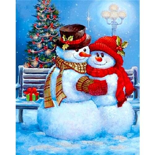 Gatyztory Snowman Frame DIY Painting By Numbers Handpainted Oil Painting Canvas Colouring Christmas Gift