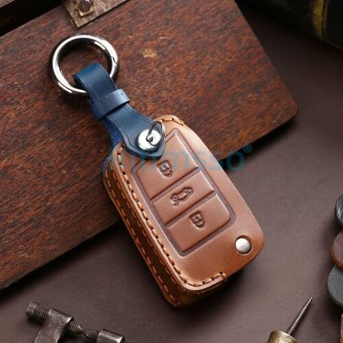 Leather Car Key Case Cover For VW Volkswagen Golf 7 MK7 Tiguan MK2 For SEAT Ateca Leon FR 2 Ibiza For Skoda Octavia A7