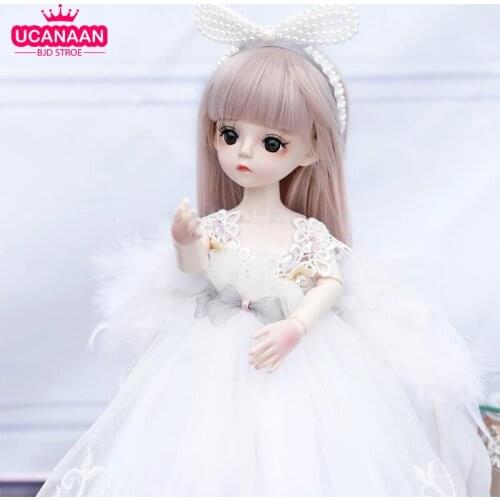 1/6 BJD Doll 18 Ball Jointed Dolls 30CM Girls Doll With White Dress Wig Shoes Makeup Toys For Girls Birthday Gifts Collection
